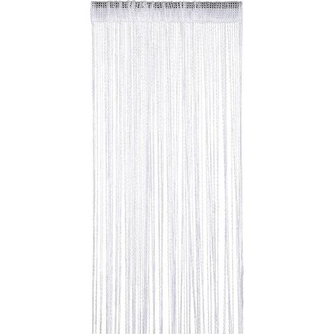 Rideau de porte moustiquaire, 1 pièce, avec fil à paillettes blanches, 90 x 200 cm, séparateur de pièce, pour porte extérieure et décoration festive. (1/5)
