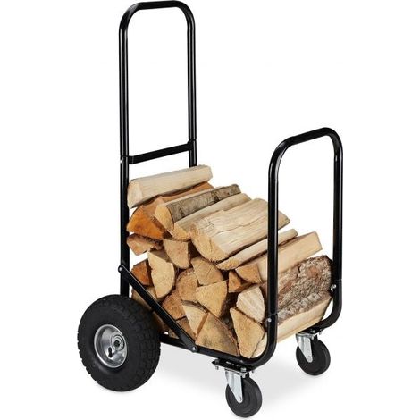 Carrello porta legna con ruote