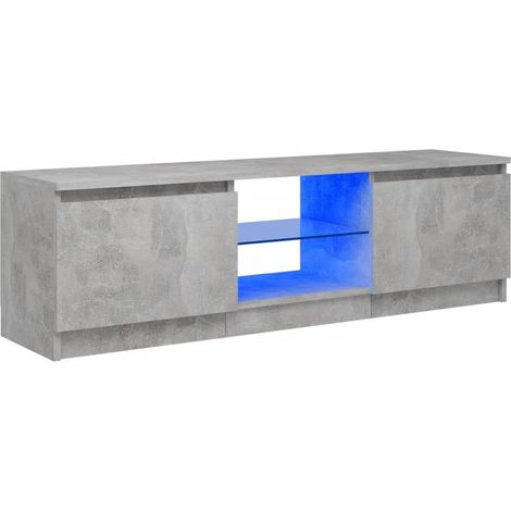Meuble TV avec lumières LED Gris béton 120x30x35,5 (1/5)