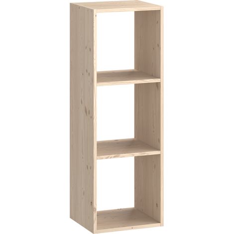 Pensile Libreria 3 Ripiani 36x30x104 cm in Legno di Pino Naturale (1/2)