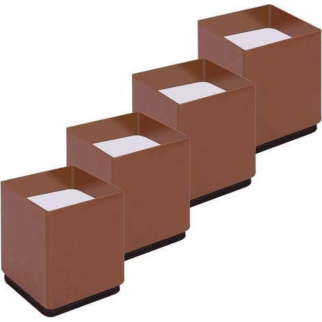 Bettbeinerhöhungen, 4er-Set, Kohlenstoffstahl, Möbelerhöhungen erhöhen die Höhe um 5 cm, Tragkraft 10000 lbs, Tisch-, Stuhl- oder C-Winkel-Erhöhungen (braunes Quadrat) (1/5)