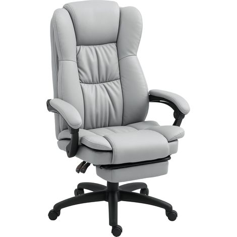 Fauteuil massant de bureau, chaise ergonomique ajustable en hauteur, dossier inclinable avec commande filaire, gris (1/5)