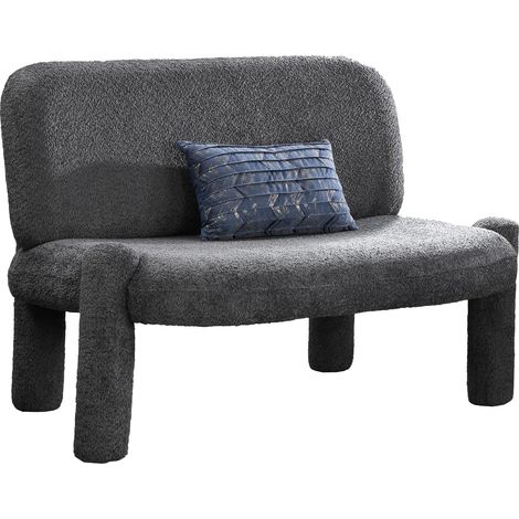 DANITA Canapé 2 places design effet peau de mouton anthracite (1/2)