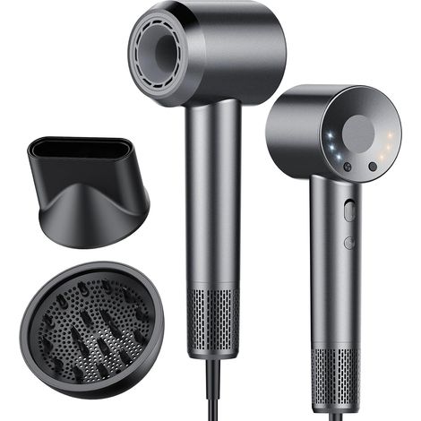 Secador de pelo profesional portátil, 160.000 RPM, secador iónico con 5.000 millones de iones negativos, 4 ajustes de temperatura y 3 velocidades, bajo nivel de ruido, difusor magnético y boquilla inc (1/5)