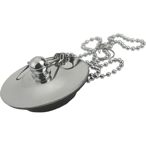 Bouchon d'Évier avec Chaîne Bouchon Antirouille pour Baignoire Bouchon de Vidange avec Anneau en Caoutchouc Bouchon de Couvercle de Vidange Baignoire pour Évier Baignoire Lavabo Drainer (40mm à 60mm) (1/5)