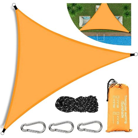 MINKUROW Vela de Sombra Triangular, Vela de Sombra Impermeable, Tela de Sombra de 3x3x3m Protección UV, Durable y Transpirable, Vela de Sombra para Patio Exterior Jardín Césped Patio Piscina (1/5)