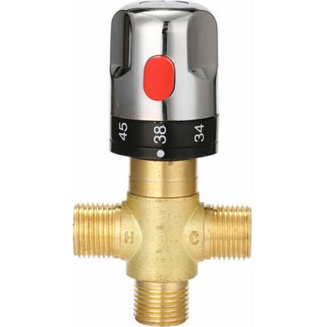 Mitigeur thermostatique de douche,Mitigeur thermostatique réglable de salle de bains mitigeur d'eau en laiton vanne de contrle de température de mélange d'eau chaude/froide - Type 3