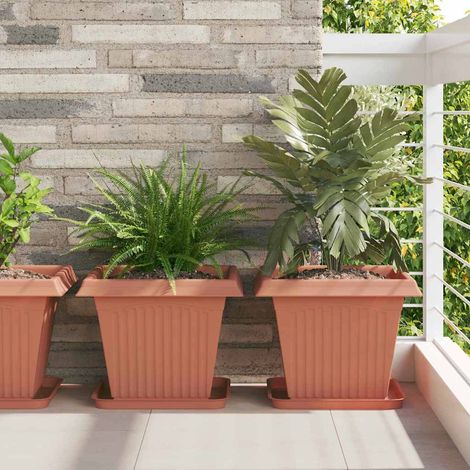 Quadratischer Blumentopf 6 pcs Ziegelrot 38 x 38 x 30 cm