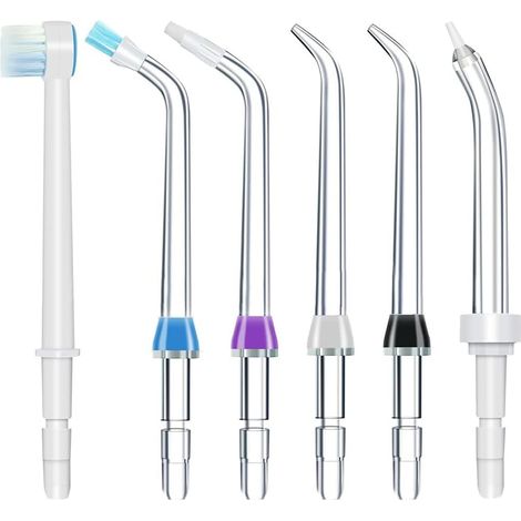 6 pièces embouts de rechange pour hydropulseur, têtes de recharge pour hydropulseur, irrigateur oral de remplacement (bleu, violet, noir, blanc) (1/5)