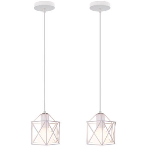 royaluxe- (2X) Lampe À Suspension Moderne Blanc Suspension Luminaire En Métal Rétro Plafonnier D'Intérieur Pour Chambre À Coucher, Café Et Bar (1/5)