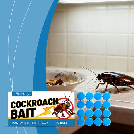 Cockroach bait patches for everyday household use, bedroom, kitchen cleaning, cockroach extermination and repellency - Portable cockroach bait patches 16 + adhesive backing 16 (1/5)
