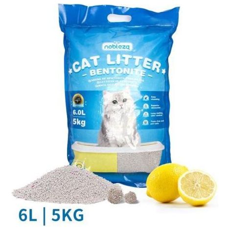 Litière pour chat à la bentonite au citron 5kg Litière fine pour chats Litière pour chat