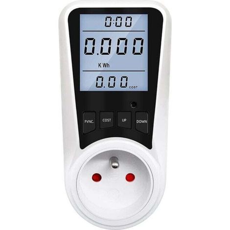 Prise Compteur d'Énergie électrique avec 7 Mode, Max 3680W,Compteur d'énergie Wattmètre Prise,Compteur d'énergie avec l'écran d'affichage à cristaux liquides pour Économie d'Energie -Blanc, (1/4)