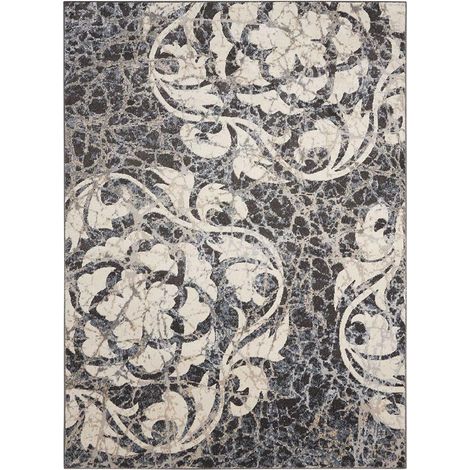 Tapis salon et chambre 120x180 gris rectangle tissé motif baroque MAIXU (1/5)