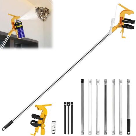 Telescopique Rallonge Pulverisateur, Support de bombe de Pulvérisation Réglable avec Tige Télescopique de 2,8 m, Adaptateur de Tiges de Pulvérisation pour Mousse de Guêpes et Guêpes (1/5)