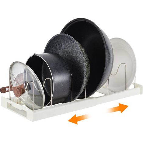 Pot extensible, organisateur de casseroles, organisateurs de couvercles de casseroles, séparateurs réglables en acier inoxydable (1/5)
