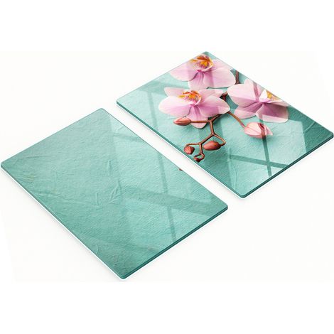 Tavole decorative multifunzionali in vetro per cucina, motivo orchidea, 2x40x52 cm (1/5)