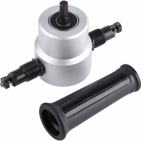 Doppelkopf-Blechschneider, elektrische Lochsäge, Zubehör für elektrische Bohrmaschinen, Blechknabberer, Schneidwerkzeug-Set, Kartonverpackung (1/4)