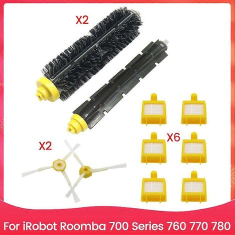 Pièces détachées pour iRobot Roomba série 700 (760, 770, 780) : brosse rotative à poils et flexible, brosse latérale, filtre HEPA (1/5)