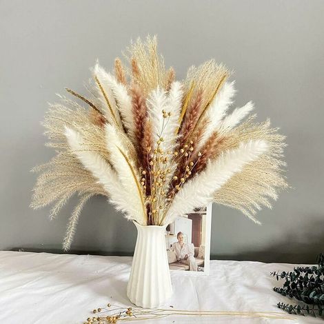 120Décorations florales uniquement, 5Bouquets, décorations florales de style bohème inspirées des pampas (1/4)