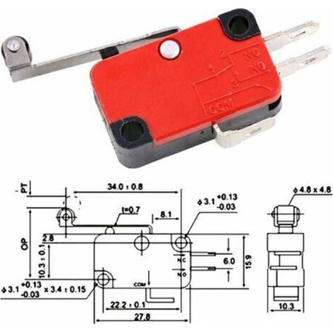 8 Pcs micro interrupteur fin de course en plastique avec 3 broches, contacteur 220V, levier SPDTélectroniques 5A (1/4)