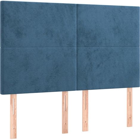 Cabecero de cama azul oscuro 144x5x118/128 cm Terciopelo vidaXL (1/5)