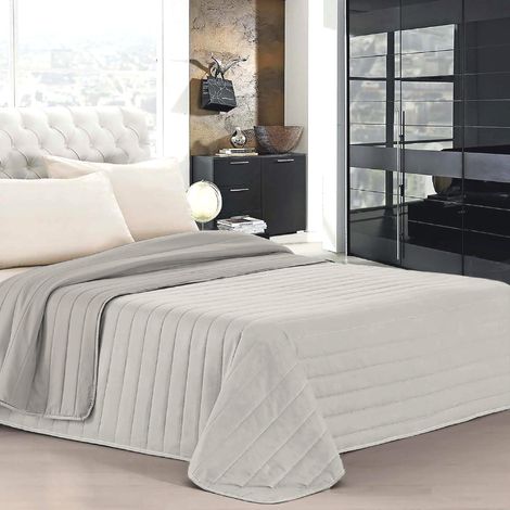 Trapuntino Matrimoniale Bicolore Double Face 250x250 cm Made in Italy in Microfibra con Imbottitura Anallergica – Copriletto Trapuntato Reversibile per Primavera, Estate e Mezza Stagione Panna-Tortor (1/4)