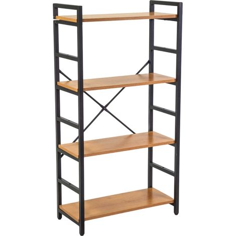 Libreria 4 ripiani 60x28xh117 cm in Metallo e Legno Achille Naturale (1/5)