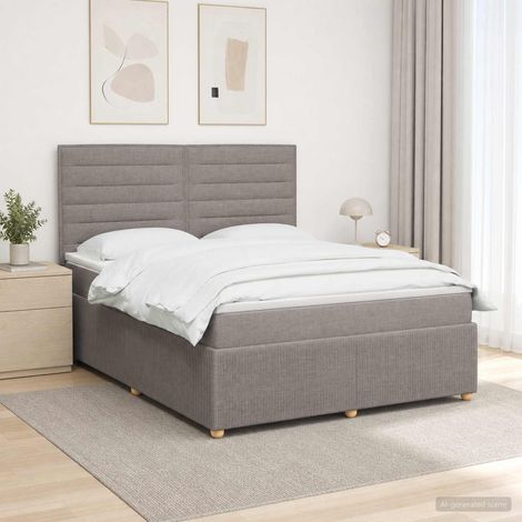 vidaXL Lit boxspring avec matelas Taupe 180 x 200 cm Tissu (1/5)