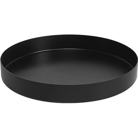 Bol décoratif, noir, rond, bol de service avec finition noire mate, assiette décorative en métal pour par exemple des bougies ou des décorations (diamètre 30 cm) (1/5)