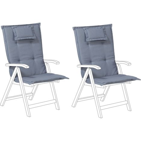 Conjunto de 2 cojines para silla de jardín azul asiento respaldo comodidad descanso Java/Amantea