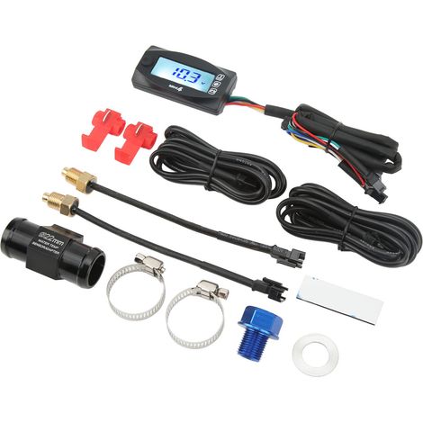Manomètre 4 en 1 pour eau, huile, température, heure et tension, affichage numérique LCD, DC12V, universel pour moto, M14x1,25 (1/5)