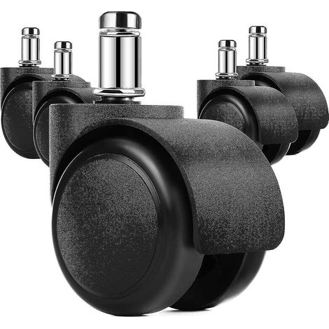 Roulettes de rechange robustes de 5 cm pour chaise de bureau, roulettes pivotantes silencieuses en caoutchouc pour chaise de bureau, Sa (1/5)
