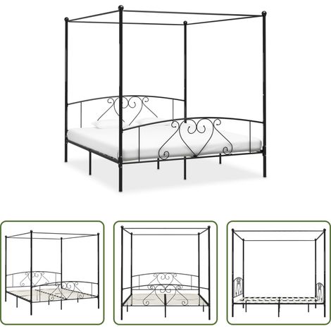 Himmelbett -  Himmelbett-Gestell Schwarz Metall 200 x 200 cm (1/5)