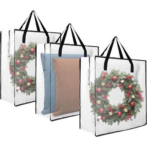 Set di 3 contenitori per ghirlande natalizie,63,5 cm (25 pollici) in poliestere resistente,ideali per decorazioni per feste e per la casa (1/5)