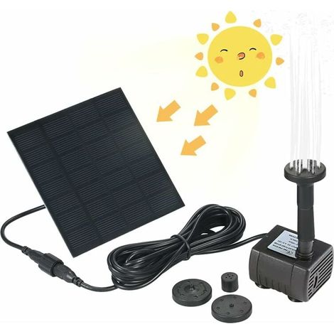 Pompe À Eau Solaire - Pompe Submersible Pour Bassin Et Baignoire À Oiseaux - Panneau Solaire Intégré - 4 Embouts Réglables - 1 Pièce (1/5)