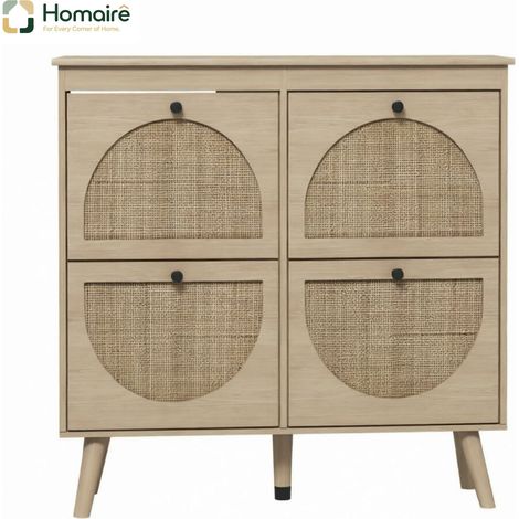 Naturschuhschrank mit Stauraum aus Naturholz 105 x 24 x 97,5 cm HOMAIRE (1/5)