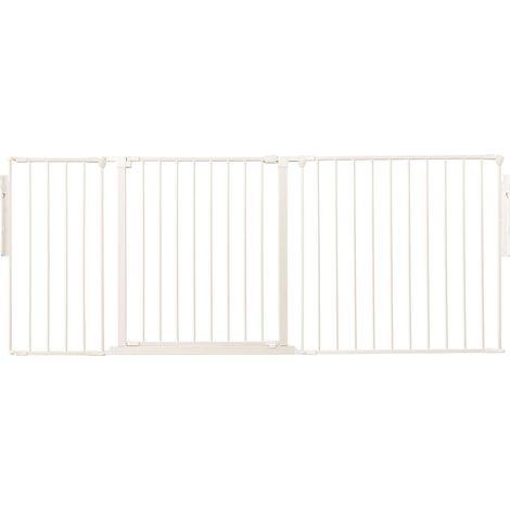 Safetots Premium Multi Panel Room Divider, up to 187cm Wide, White, 70cm Tall, Flexible Barrier with Door for Baby and Toddler
