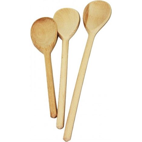 Set 3 Cucchiaie Cucchiarelle Mestolame in Legno 25 - 30 - 35 cm