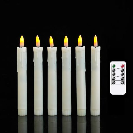 lot De 6 Bougies Sans Flamme Vacillantes De 17,5 Cm (blanches) Avec Tlcommande, Bougie De Fentre Led Piles, Minuterie, Bougies Sans Flamme En Pla (1/3)