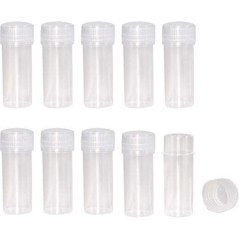 20 Touteilles Cylindriques en Plastique de 0,17 OZ Transparent Fon Tube à Essai en Transparent Avec Couvercle en Plastique (1/5)