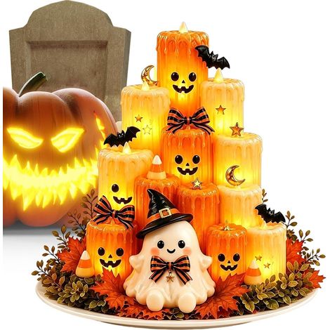 Bougie Électronique Lampe LED adorable sans flamme Fantômes Chauves-souris  Bougies d'Halloween à Piles Pour Maison Table Manteau Étagère Fêtes Automne Chambre (1/5)