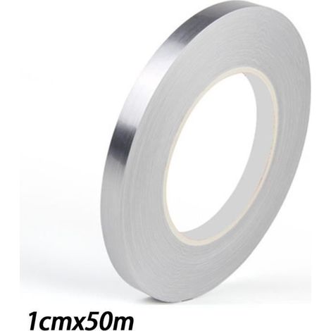 Ruban adhésif argenté - 1 cm - Rouleau de 50 m - Ruban anti-moisissure pour carrelage - Décoration - Or, argent, noir - Ruban adhésif pour murs, sols et plafonds (1/2)