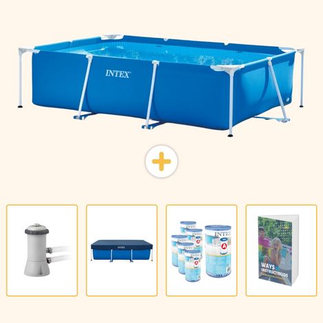 Intex – Piscine hors sol rectangulaire 300x200x75 cm – PVC renforcé – Installation rapide en 30 min – Pompe à filtre 2271 l/h incluse (1/5)