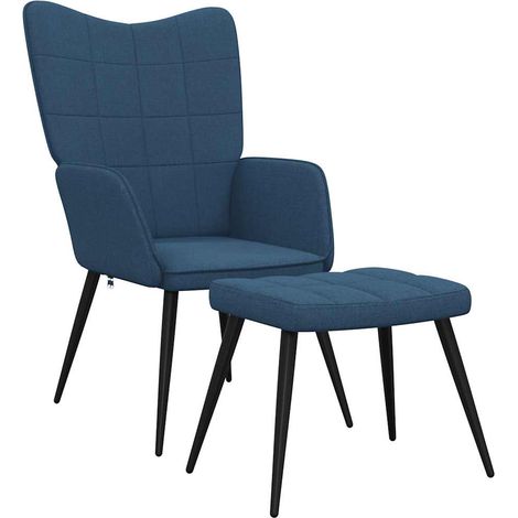 Maison Exclusive - Relaxsessel mit Hocker Blau Stoff