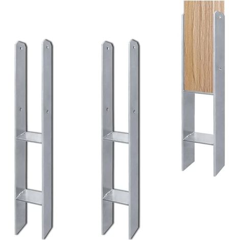H-Pfostenträger 2 Stück Pfostenanker Feuerverzinkt 600mm Länge H-anker Pfosten Langlebig 91mm Breite Vierkantholzpfosten Säulenfuß, für Carports Pfahlbauten Wildtürme Zäune Pergola NAIZY
