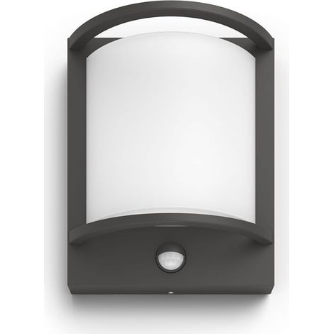 Philips myGarden - Dispositivo LED a parete per esterni 23x19 cm, 2700 K, 12 W, con sensore, antracite 915005554501 (1/4)