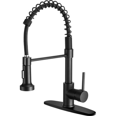 Robinet Cuisine Noir Nickel Brossé avec Douchette Extractible Double Jet Mitigeur Évier Inox Poignée Unique (1/5)