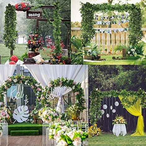 Guirlande de lierre artificiel (24 pièces x 2,4 m) pour décoration extérieure, mariage, maison et jardin. (1/5)