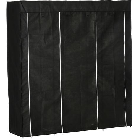 AMXCNOY Armoire en tissu avec fermeture éclair, 1 tringle à vêtements, 10 clayettes, 150x43x162,5cm, tissu non-tissé, compacte et robuste (1/5)